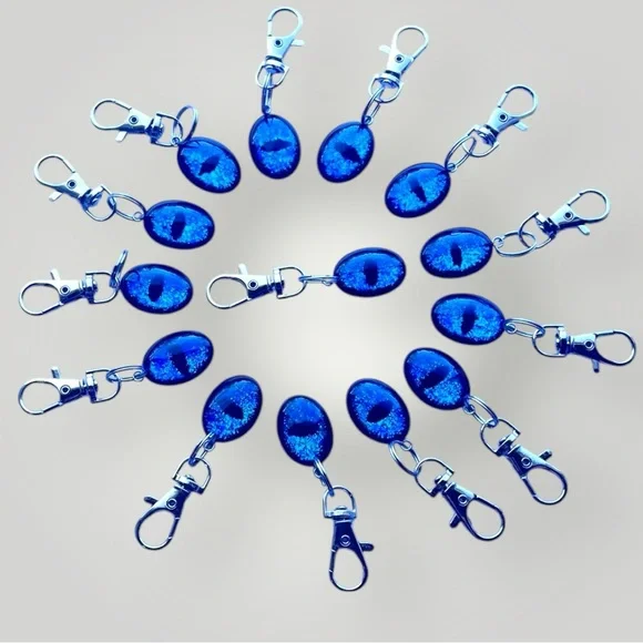 𝑯𝒂𝒏𝒅𝒎𝒂𝒅𝒆 Blue Dragon Eye Keychain w/Gift Bag - Picture 3 of 9
